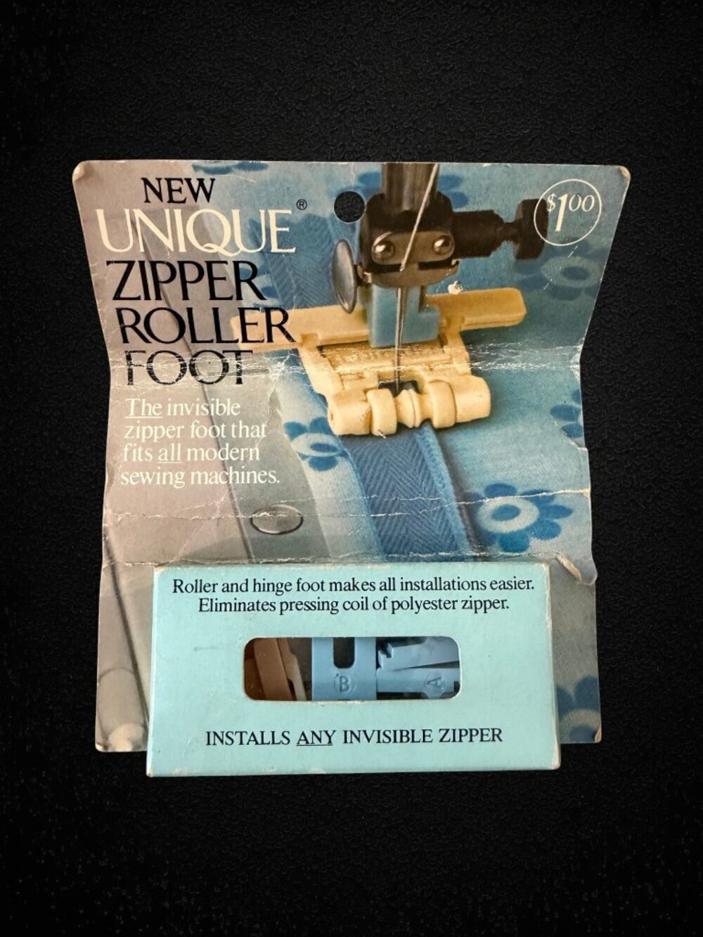 Vintage YKK Unique Invisible Zipper Roller Foot Kit Complete w/ Adapters & Box